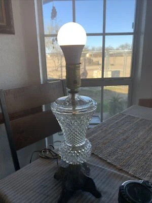 Lámpara de noche de mesa de escritorio de 13" de cristal de plomo vintage funciona SIN ASTILLAS Foto 1 de 4