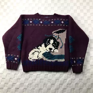 Vintage Woolrich Womens Sweater Size Medium 100% Wool Knit Dog Boot Heavy 90s - Picture 1 of 13