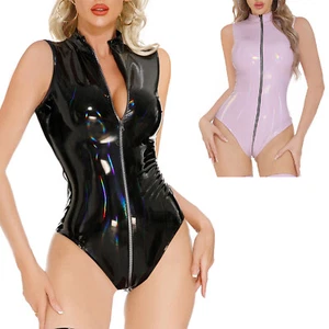 Women Leotard Bandaged One Piece Party Bodysuit High Cut Costume Sexy Jumpsuit - Picture 1 of 42