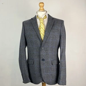 Jack Wills Mallalieus Tweed Blazer Jacket Men's 40R Grey Check Sport Country - Picture 1 of 14