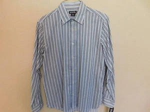 NWT $80 Mens Michael Kors Long Sleeve Button Down Striped Dress Casual Large - Picture 1 of 4