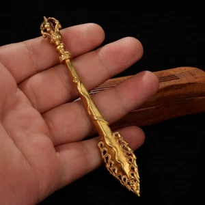 4.8inch Tibet Blessed Bronze Manjushri Pendant Magic Sword Buddhist Supplies - Picture 1 of 4