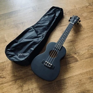 JMFinger Concert Ukulele Beginner 23 Inch, Sapele Plywood Ukelele Black - Picture 1 of 10