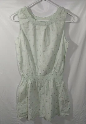 Girls Dress Size 14-16 XXL Light Mint Green Gap Kids Smocked Silver Polka Dots - Image 1 of 4