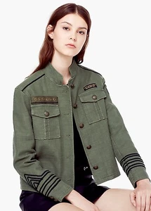 MANGO, JACKET, military, green, chaqueta mujer, soutache, size XS - Imagen 1 de 2