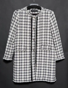 Zara, Kurzmantel, Mantel, Boucle, schwarz, weiß, Gr. EU L fällt aus wie S - Bild 1 von 3