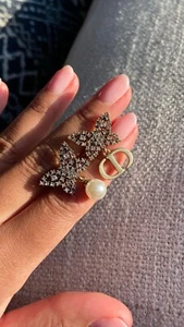 Authentic Christian Dior Tribales Resin Pearls And Withe Cristal Butterfly CD - Picture 1 of 4