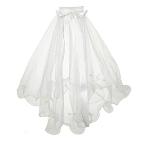 Bridal Veil Double-layer Veil with pearls Wedding Veil with Hairclip Bride Ha... - Picture 1 of 6