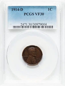Lincoln Cent 1914-D PCGS VF-30 Key Date! Decent coin. Consistent with the grade! - Picture 1 of 4