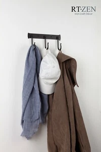 Decorative Wrought Iron 3 Hooks Coat and Hat Rack | Wall Mount Entry Multi Hook - Picture 1 of 9