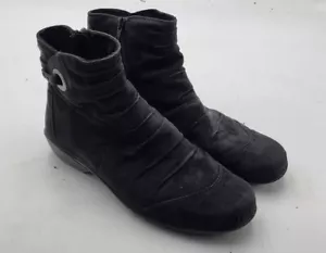 ROMIKA Womens Size 7.5-8 US 39 EU Black Leather Slouch Ankle Boots Booties Shoes - Picture 1 of 12