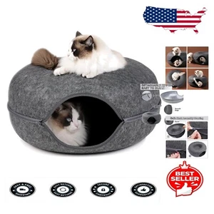 Multi-Cat Friendly Cat Tunnel in Dark Grey - Easy-Zip Assembly & Cleaning - Picture 1 of 9