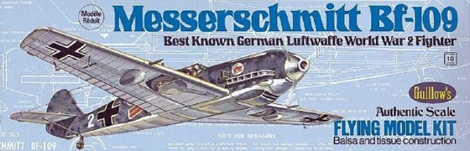 Guillow's Balsa Wurfgleiter Messerschmitt BF-109 Holzbaussatz - Bild 1 von 1