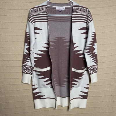 Suéter Willow Wind para mujer extra pequeño marrón capa frontal abierta Lagenlook Ranch Foto 1 de 4