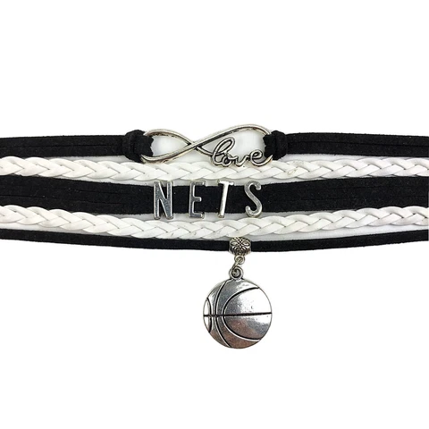 Brooklyn Nets Infinity Jewelry Bracelet NBA Basketball Charm Faux Leather New Cover