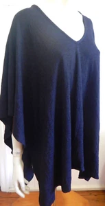 Metalicus stylish fine wool blend black soft poncho one size (8 - 16) - Picture 1 of 4