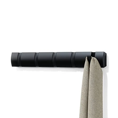 Umbra Flip 5 Hook Wall Mounted Coat Rack Black
