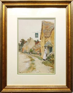 CLAUDE STRACHAN - SIGNED ORIGINAL ANTIQUE WATERCOLOUR PAINTING - WHITE SWAN INN. - Picture 1 of 24