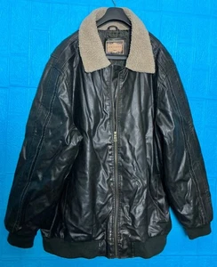 ARIZONA JEANS CO. MEN'S DARK BROWN FAUX LEATHER BOMBER WINTER JACKET SIZE 3XLT - Picture 1 of 6
