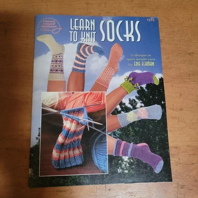 American School Needlework LEARN TO KNIT SOCKS 1273 ~ 12 Designs Edie Eckman - Image 1 of 2