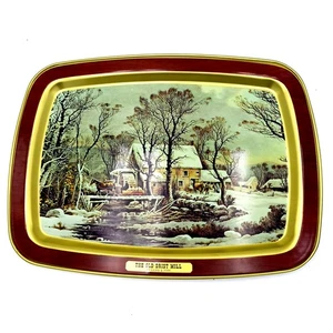 The Old Grist Mill Currier & Ives Tin Tray - Picture 1 of 9