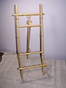 Vintage Table Top Brass Easel Picture Display Bamboo Style 19”tall with Chain - Picture 1 of 2