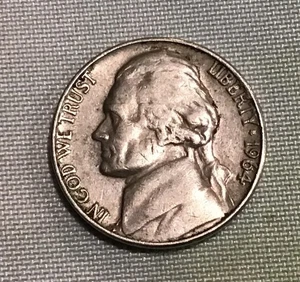 1964 Jefferson Nickel Strike Thru Error Cud Coin USA - Picture 1 of 5