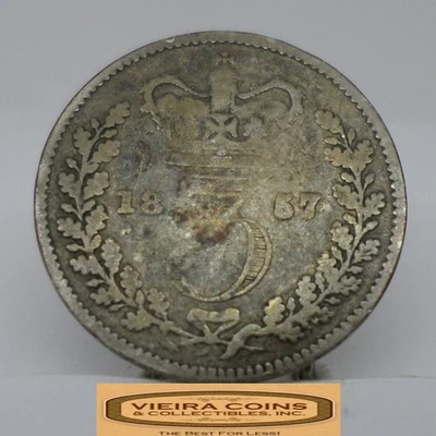 1857 Great Britain Silver 3 Pence - #C52571NQ - Image 1 of 2