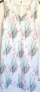 Vestido recto WHITE STUFF para mujer mezcla de lino Reino Unido 12 blanco bordado forrado L38" - Imagen 1 de 10