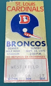 9/14/1975 BRONCOS/CARDINALS FOOTBALL TICKET STUB - Foto 1 di 2