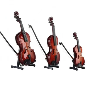 Mini Violin Music Instrument Gift Wooden Mode Collection Small Violin Figurine - Photo 1/15