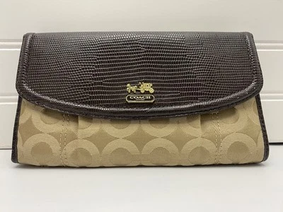 Coach Madison Op Art Sateen Tri Fold Wallet Signature Canvas - Image 1 of 4