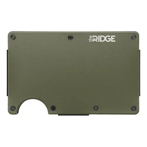 The Ridge Minimalist Slim Wallet Card Holder- Metal Wallet With Cash Strap Green - Picture 1 of 7