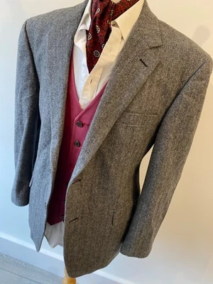 VINTAGE mens GIANFRANCO RUFFINI GREY CAMEL HAIR/WOOL SPORTS JACKET BLAZER  44" S - Image 1 of 4