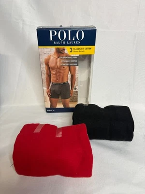 Nuevo con etiquetas Polo Ralph Lauren Para Hombres Rojo Negro Calce Clásico Algodón Calce Calzoncillo Boxer Talla L 2 Piezas Foto 1 de 4