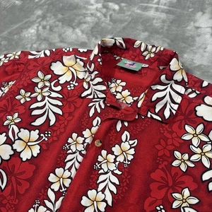 Mens Jade Fashions Hawaiian Short Sleeve Shirt XL Cotton Red Floral - Picture 1 of 10