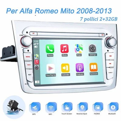 Per Alfa Romeo Mito 2008-2013 7" Android 13.0 Autoradio Carplay GPS Navi 2+32GB - Immagine 1 di 4