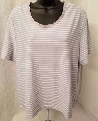 Blair 女式衬衫上衣衬衫 L 码大号 XL X 大号蓝色白色条纹 — 第 1/4 张图片