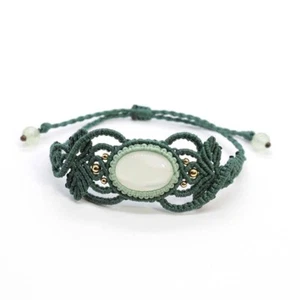 Braided Crystal Macrame Bracelets Natural Prehnite Gemstone Weave Adjustable - Picture 1 of 6