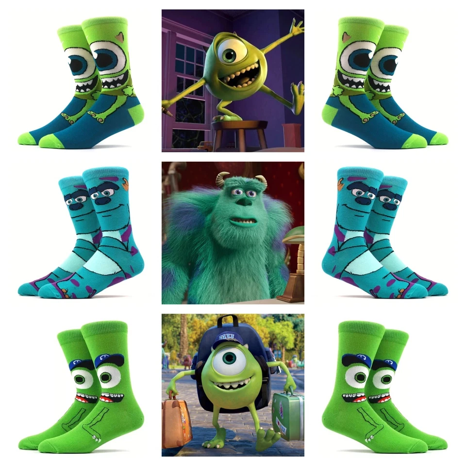 Monsters Inc James P Sullivan Sully Mike Wazowski Socks - CHOOSE YOUR FAVOURITE