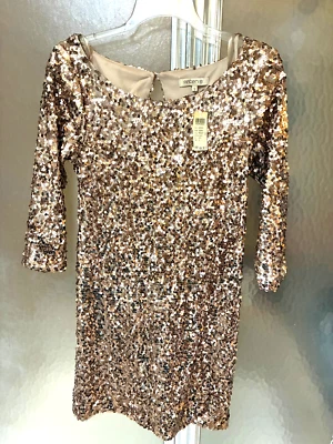 Arden B. Rose Gold Sequined Dress Sz. S - Image 1 of 3