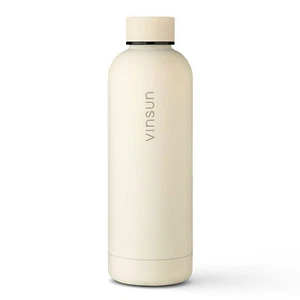 Trinkflasche Edelstahl 1L Thermoflasche Sport Isolierflasche creme weiß Vinsun - Bild 1 von 6