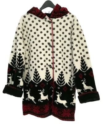 DENALI Chaqueta Abrigo Capucha Reversible Felpa Polar Árboles Reno - Mujer’s Mediana Foto 1 de 4