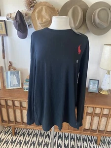 Polo Ralph Lauren Men's SZ XL Classic Long Sleeve Large Embroidery T-Shirt Black - Picture 1 of 7