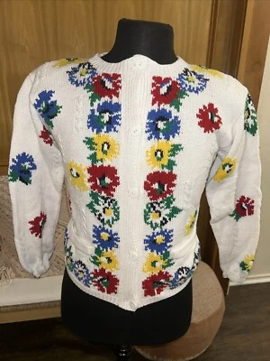 Cárdigan Adrienne Vittadini Mujer M Colorido Floral Vintage Suéter Almohadilla para el Hombro Foto 1 de 4