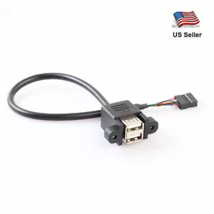 9 Pin Motherboard Header to 2 Ports USB 2.0 Female Cable Adapter for PC - Picture 1 of 3