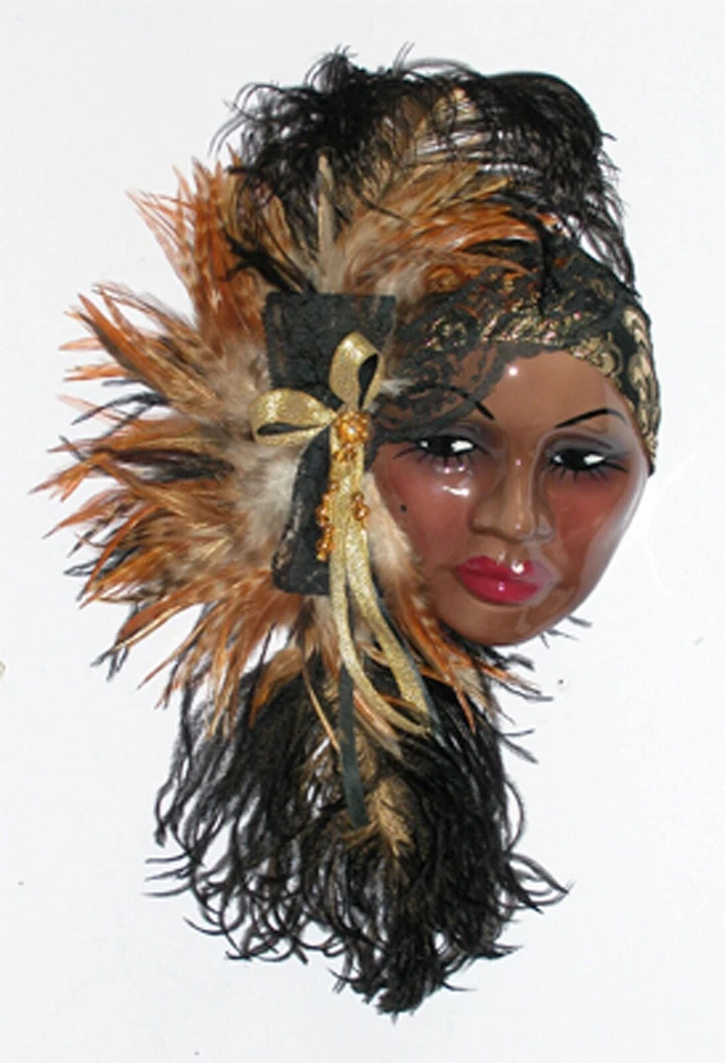 Creaciones Únicas Mujer de Color Negro Dama Máscara Facial Arte de Pared Decoración Colgante de Pared Foto 1 de 1