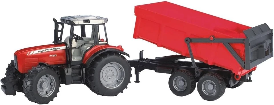 Bruder Trattore Massey Ferguson 7480 con Rimorchio Mezzi Giocattolo Agricoli
