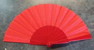 Plain Red Plastic Ladies Folding Hand Summer Heat Cooling Decorative Fan UK - Picture 1 of 3