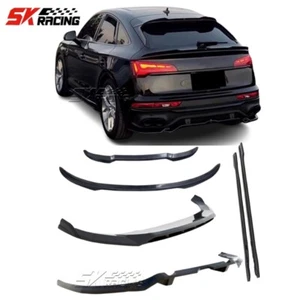 For AUDI Q5 Sportback 2021-25 Carbon Fiber Front Bumper Lip Side Skirts Diffuser - Picture 1 of 16